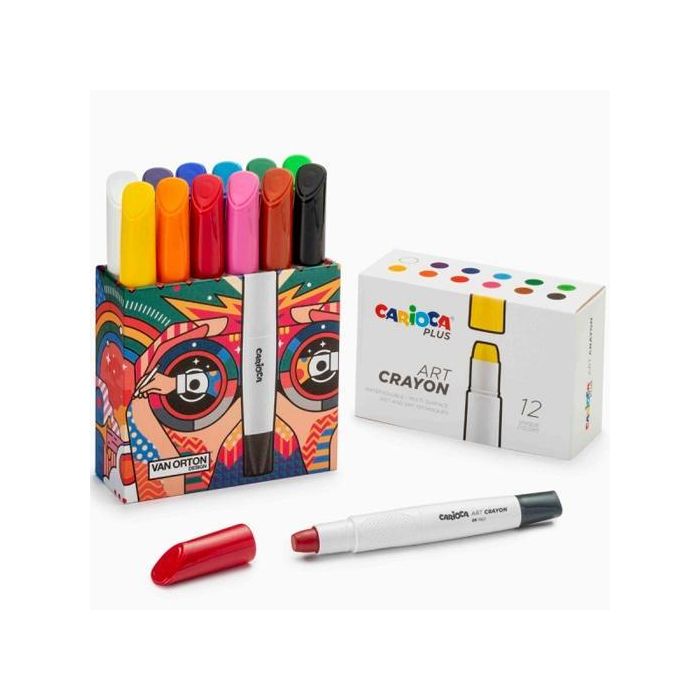 Carioca Crayones de Arte Plus Estuche 12 Ud Colores Surtidos Tempera Sólida