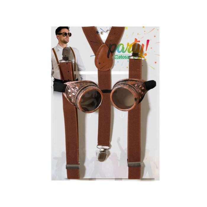 Set Gafas y Tirantes Marrones 2 Piezas para Disfraz Vintage - Look Retro y Steampunk 1 Set Gafas y Tirantes Marrones 2 Piezas para Disfraz Vintage - Look Retro y Steampunk 1