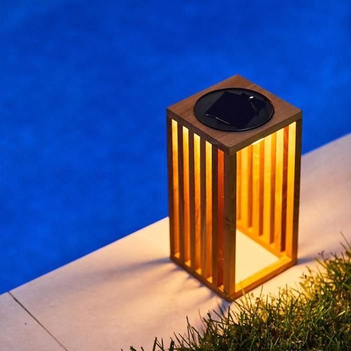 Linterna solar decorativa - LUMISKY - CHENNAI - H30 cm - Madera maciza de teca - LED blanco cálido 1 Linterna solar decorativa - LUMISKY - CHENNAI - H30 cm - Madera maciza de teca - LED blanco cálido 1
