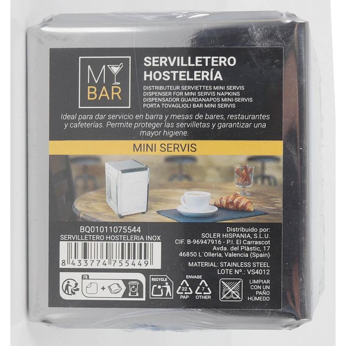 My Bar Servilletero Hostelería Inox 10 x 14.5 x 11.5 cm (12 Unidades) 8