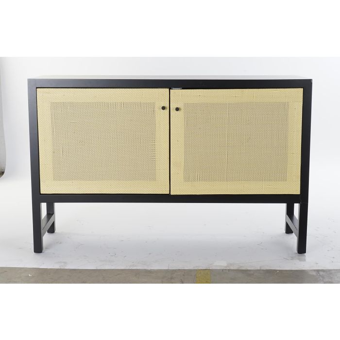 DKD Home Decor Buffet Balines Aparador Mueble Auxiliar de Ratan y Abeto Negro Natural con 2 Puertas y 1 Estantería 120x38x76 cm 6 DKD Home Decor Buffet Balines Aparador Mueble Auxiliar de Ratan y Abeto Negro Natural con 2 Puertas y 1 Estantería 120x38x76 cm 6