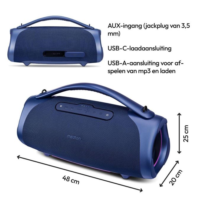 Altavoz Bluetooth Portátil Medion 50077082 Azul 100 W 4 W 2 Altavoz Bluetooth Portátil Medion 50077082 Azul 100 W 4 W 2