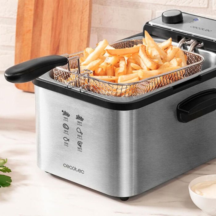 Cecotec CleanFry Infinity 3000 Full Inox Freidora Eléctrica 3L 2400W, Filtro OilCleaner, Apta Lavavajillas 1