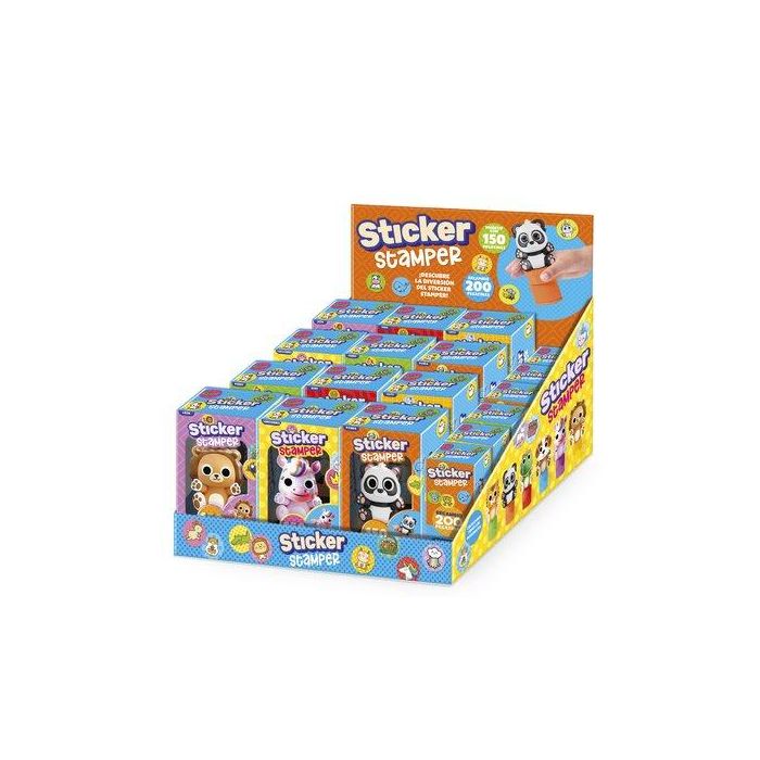Juego Imagiland Sticker Stamper Expositor De 18 (12 Cajas + 6 Recambios)