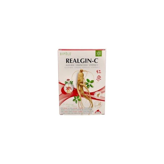 Bipole Realgin C Jalea Real, Ginseng y Vitamina C 20 Ampollas para Reducir Cansancio y Fatiga
