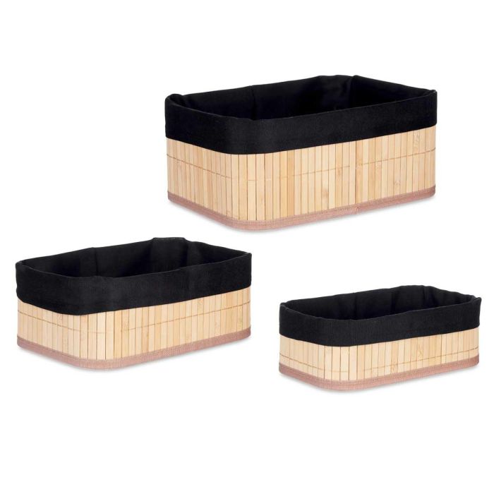 Set 3 Organizadores Bambu Tela Negra Rectangular Kipit 31X12CM (4 Unidades) 1 Set 3 Organizadores Bambu Tela Negra Rectangular Kipit 31X12CM (4 Unidades) 1