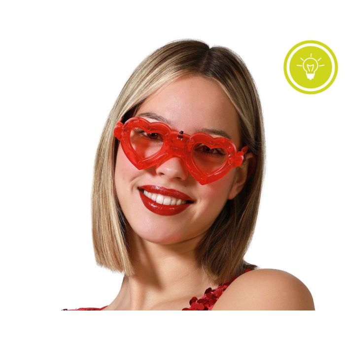 Gafas Corazones Carnaval Luz Rojo Mujer Adulto