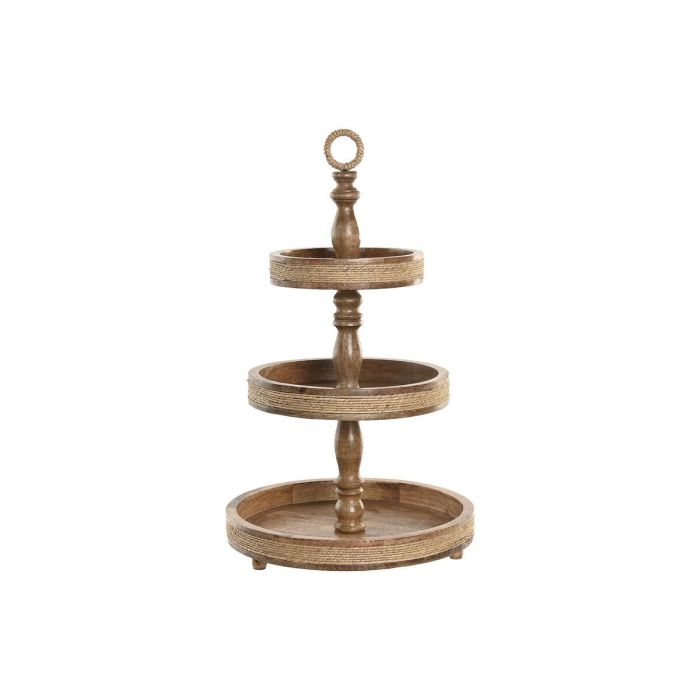 DKD Home Decor Centro de Mesa Cottage Indianrope de Mango y Cuerda Marrón 38 x 63 x 38 cm
