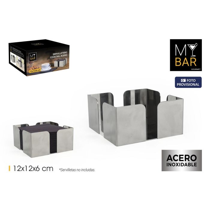 Servilletero Cocktail Acero 12x12x6 cm My Bar (24 Unidades) Servilletero Cocktail Acero 12x12x6 cm My Bar (24 Unidades)