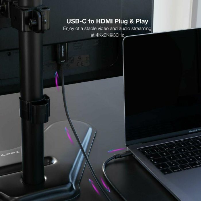 Nanocable 10.15.5135 Cable Conversor USB-C a HDMI 1.4 4K 30Hz Thunderbolt 3 5m Negro 3