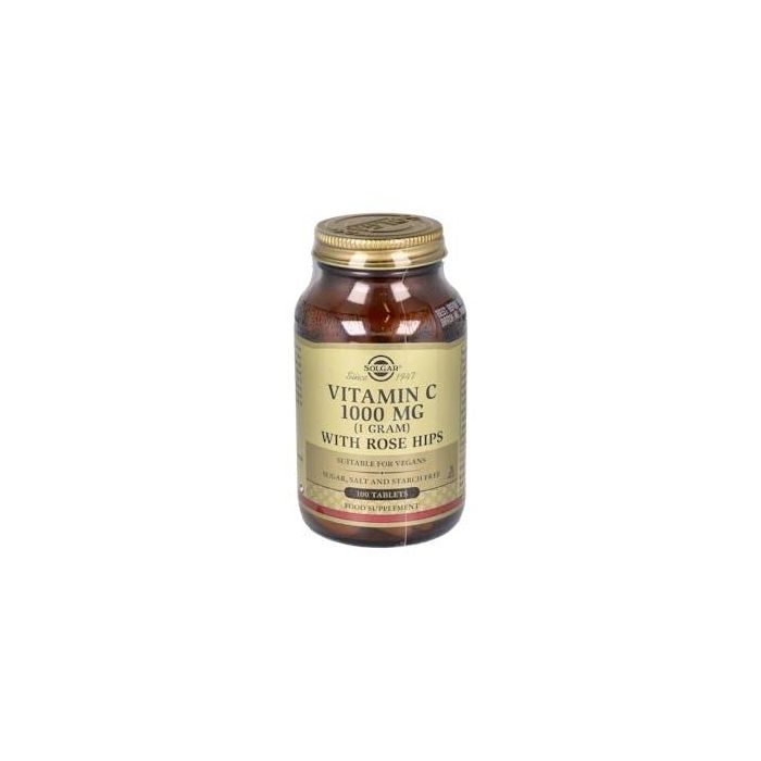 Solgar Rose Hips C 1000mg, Vitamina C Cápsulas 100 unidades - Apoyo Inmunitario, Antioxidante, Colágeno, Energía, Anti-Fatiga