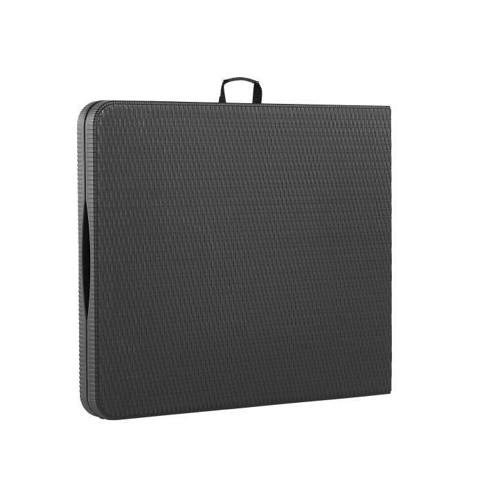 Mesa plegable para 8 personas 180x74x73,5 cm - Acero y polietileno de alta densidad, imitación resina tejida - Negro 2 Mesa plegable para 8 personas 180x74x73,5 cm - Acero y polietileno de alta densidad, imitación resina tejida - Negro 2