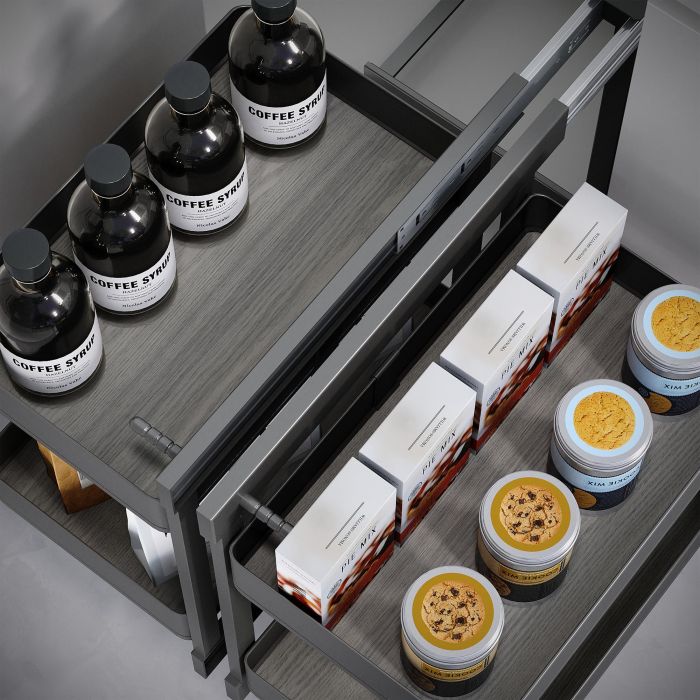 Emuca Sistema de rinconero articulado extraíble Harmony para mueble de cocina, Derecha/Izquierda, Acero y Madera, Gris antracita 3 Emuca Sistema de rinconero articulado extraíble Harmony para mueble de cocina, Derecha/Izquierda, Acero y Madera, Gris antracita 3