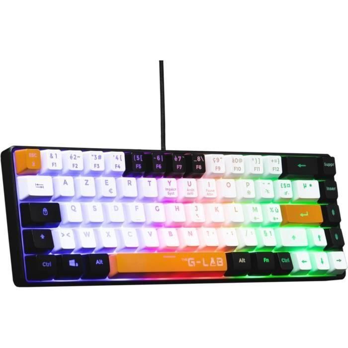 Teclado Gaming - THE G-LAB - KEYZ-HYDRO-BKWO/FR - 60% Membrana 3 colores Negro + Blanco + Naranja