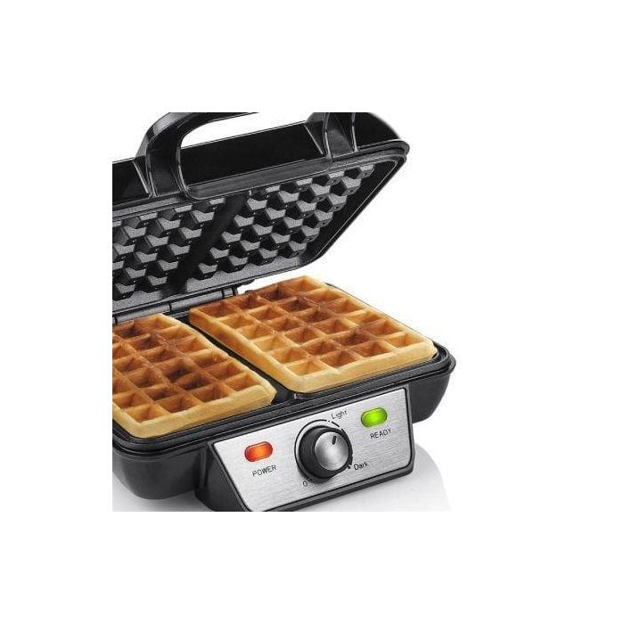 Tristar WF-2195 Gofrera 1000W para 2 Waffles Belgas, Termostato Regulable, Antiadherente, Acero Inoxidable, Almacenamiento Vertical/Horizontal 2