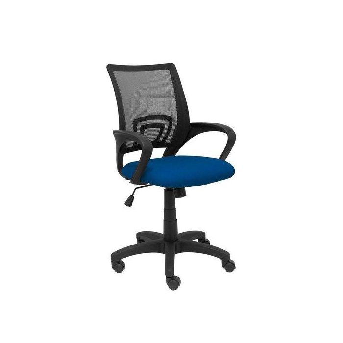 Silla Piqueras Y Crespo Vianos Brazos Fijos Mecanismo Basculante Con Regulador De Presion Elevacion Del Asiento En Altura Ruedas Nylon Respaldo Malla Transpirable Negra Y Tapizado Bali Azul Marino