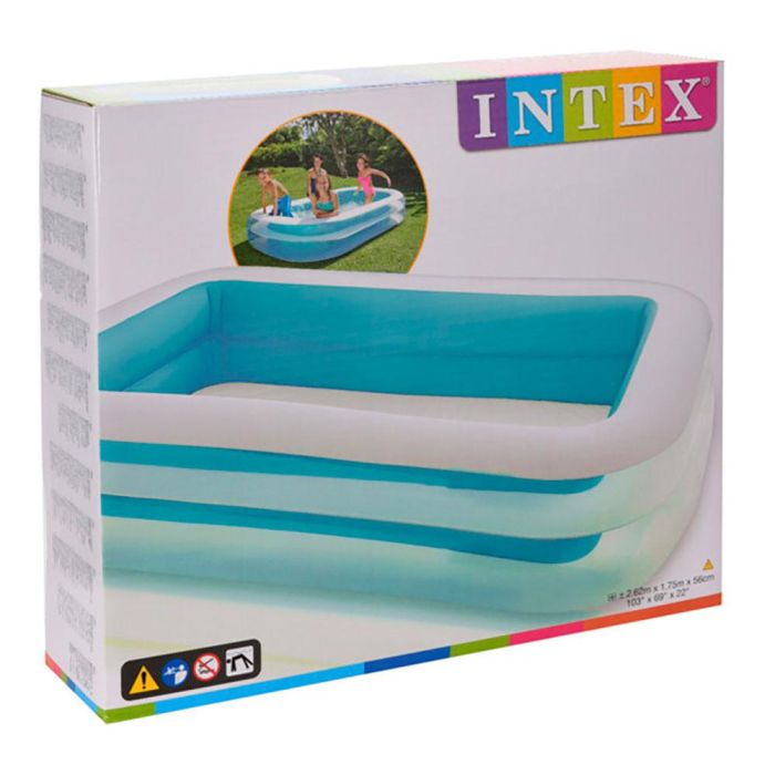 Intex Piscina rectangular 2 aros 262x175x56cm, 2 cámaras de aire, PVC, azul/blanco 1 Intex Piscina rectangular 2 aros 262x175x56cm, 2 cámaras de aire, PVC, azul/blanco 1