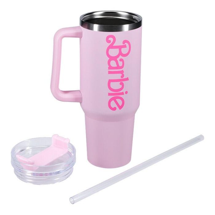 Paladone Vaso Termo Con Pajita Barbie, Compatible Bebidas Calientes/Frías, Asa Soft Touch 2