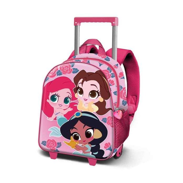 Disney Princesas Mochila Infantil 3D con Ruedas Pequeña Flowers Rosa 7L 0 Disney Princesas Mochila Infantil 3D con Ruedas Pequeña Flowers Rosa 7L 0