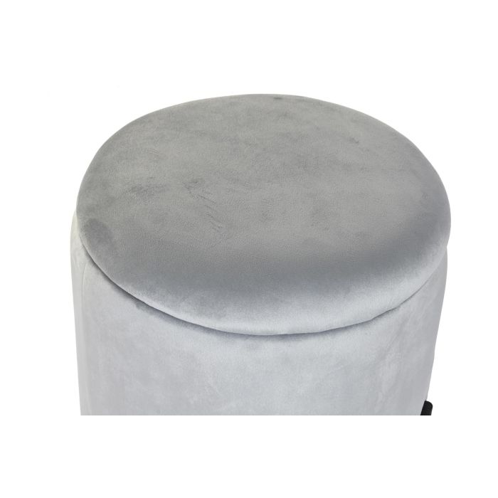 DKD Home Decor Reposapies con Tapa de Almacenaje Gris 44x44x42 cm Poliéster y Metal 1 DKD Home Decor Reposapies con Tapa de Almacenaje Gris 44x44x42 cm Poliéster y Metal 1