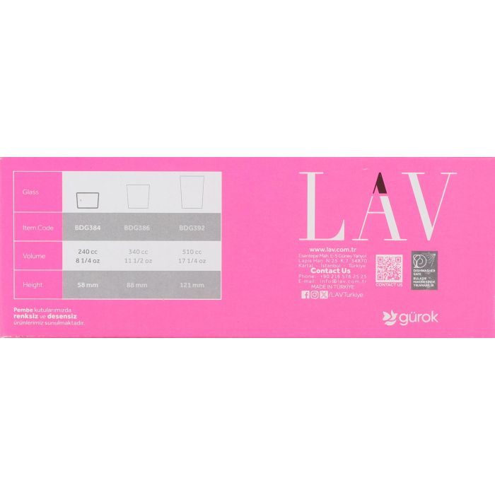 Lav Set 6 Vasos Bajos de Cristal Bodega 240 cc - 8x8x6 cm - Ideales para Agua, Zumo o Licores (8 Cajas) 1