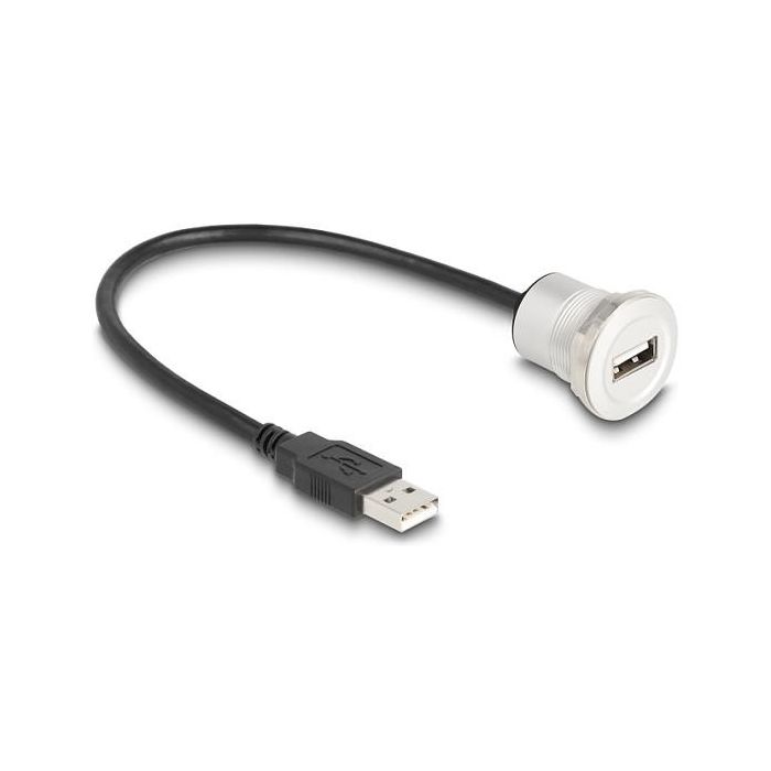 DeLOCK 88181 Cable de extensión USB 2.0 Tipo A Macho a Hembra para Montaje en Panel, 30 cm (0.3 m), Color Negro y Plata 0 DeLOCK 88181 Cable de extensión USB 2.0 Tipo A Macho a Hembra para Montaje en Panel, 30 cm (0.3 m), Color Negro y Plata 0