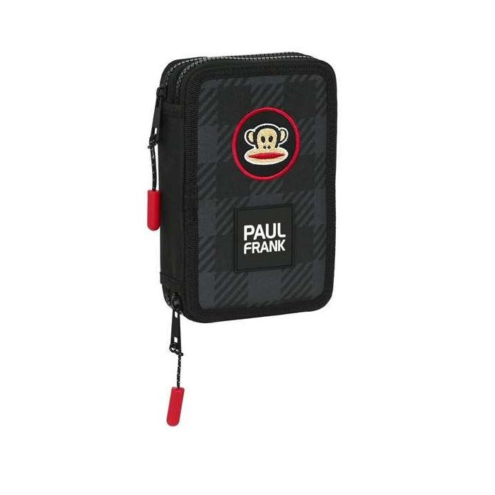 Estuche Escolar con Accesorios Paul Frank Campers Negro 12.5 x 19.5 x 4 cm (28 piezas)