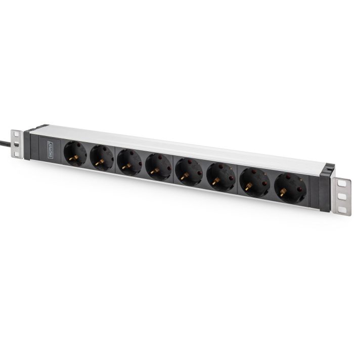 Digitus Regleta PDU 1U Rack 8x Schuko 16A 230V, 2m Cable C20, Aluminio Negro