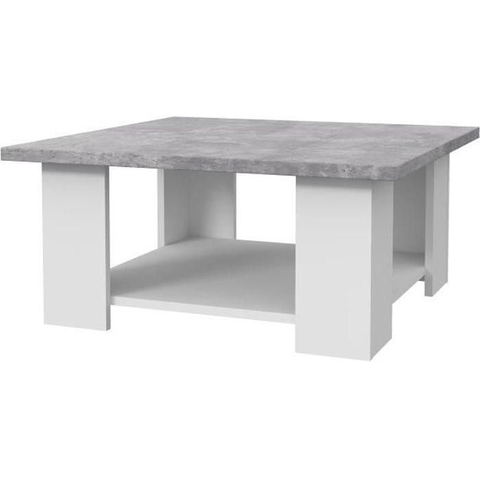 PILVI Mesa de centro de Hormigón blanco y gris claro - L 67 x P 67 x A 31 cm