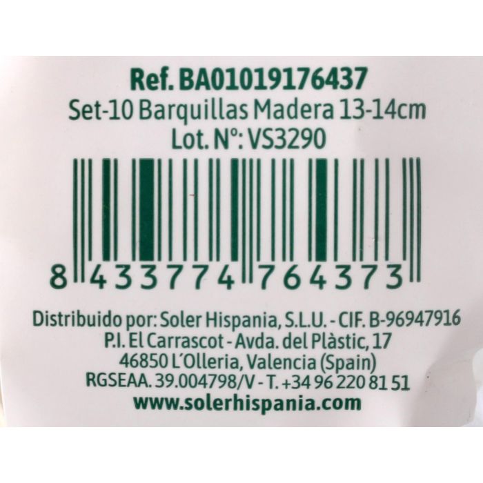 Set de 10 barquillas de madera Algon 12.5 cm (24 Cajas) 8 Set de 10 barquillas de madera Algon 12.5 cm (24 Cajas) 8