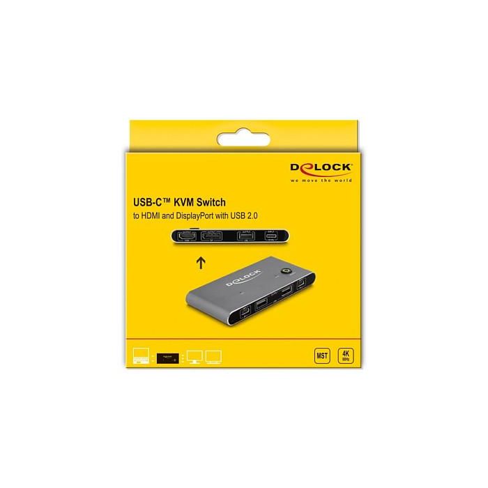 DeLOCK Conmutador KVM USB-C a HDMI y DisplayPort 8K MST con USB 2.0 y 3.2, Resolución 7680 x 4320, 144 Hz, Plug and Play, Color Antracita 1 DeLOCK Conmutador KVM USB-C a HDMI y DisplayPort 8K MST con USB 2.0 y 3.2, Resolución 7680 x 4320, 144 Hz, Plug and Play, Color Antracita 1