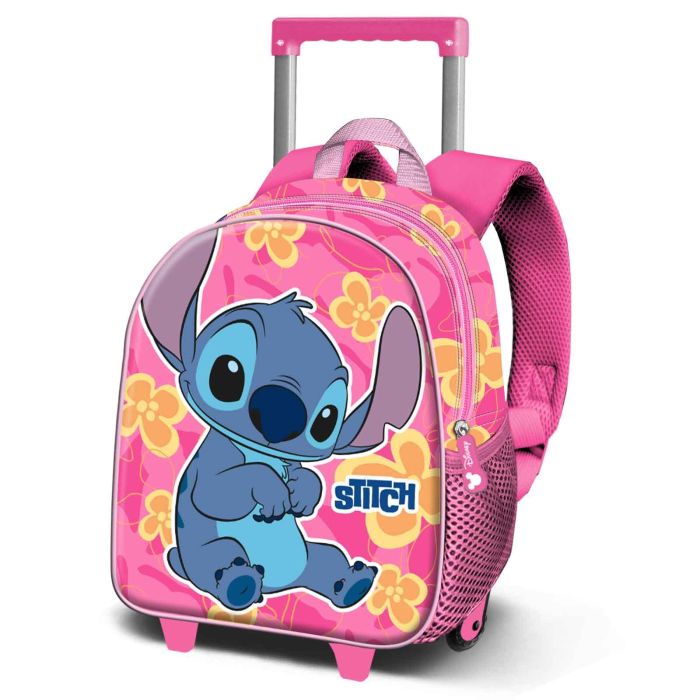 Mochila 3D con Ruedas Pequeña Cute Disney Lilo y Stitch Rosa