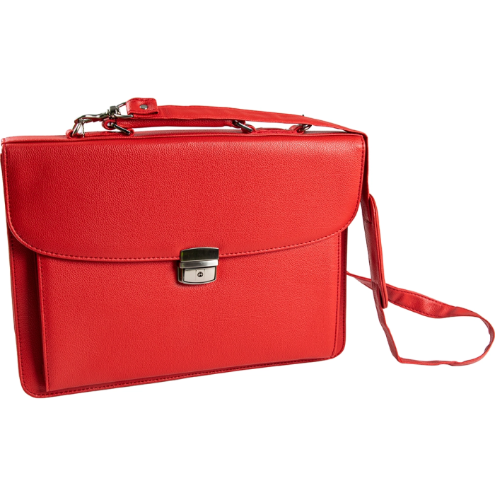 Q-connect Cartera Portadocumentos con Correa, Cierre Metálico, Departamentos Interiores, Polipiel, Color Rojo, 390x280 mm 0 Q-connect Cartera Portadocumentos con Correa, Cierre Metálico, Departamentos Interiores, Polipiel, Color Rojo, 390x280 mm 0