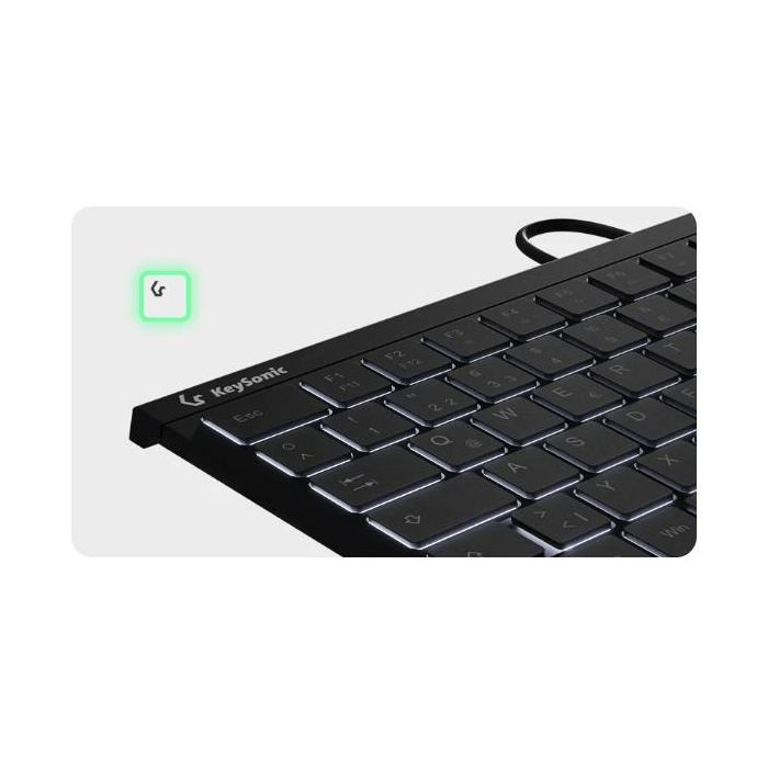 KeySonic KSK-5211ELU Mini Teclado USB con Touchpad QWERTZ Alemán LED Negro