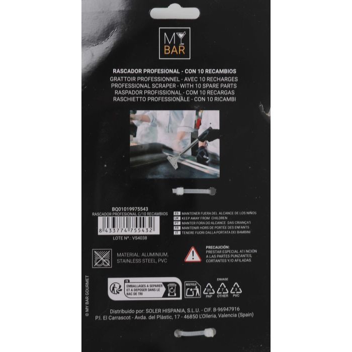 My Bar Rascador Profesional con 10 Recambios, Ancho 11 cm, Alto 3 cm, Largo 32 cm 4