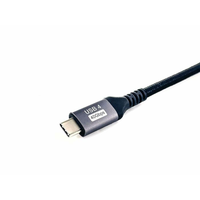 Equip Cable USB-C USB4 Gen3 Macho Macho 40Gbps 8K/60Hz 240W Con Chip E-Mark Color Negro 1.2m Malla algodon trenzado Carcasa Conector Aluminio 9