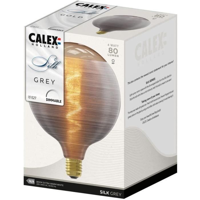 Bombilla LED E27 - CALEX - G125 - Filamento espiral - 4W - 80 lm - 1800 K - Gris 3 Bombilla LED E27 - CALEX - G125 - Filamento espiral - 4W - 80 lm - 1800 K - Gris 3