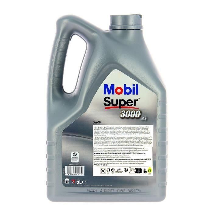 Contenedor de aceite de motor - MOBIL - S3000 5W40 - 5 L - 4 estaciones 1 Contenedor de aceite de motor - MOBIL - S3000 5W40 - 5 L - 4 estaciones 1