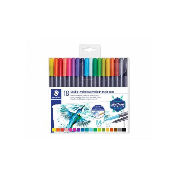 Staedtler Rotuladores Design Journey Doble Punta Fina-Pincel Acuarelables C-Surtidos Estuche 18 Ud