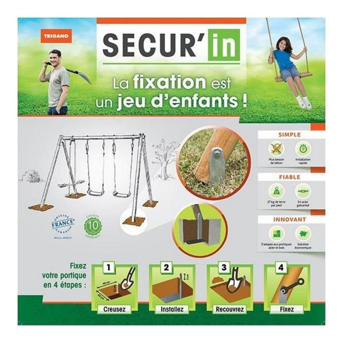 TRIGANO Kit de Fijación Secur'In para Pórtico Columpio - Anclaje sin hormigón madera o metal 2 TRIGANO Kit de Fijación Secur'In para Pórtico Columpio - Anclaje sin hormigón madera o metal 2