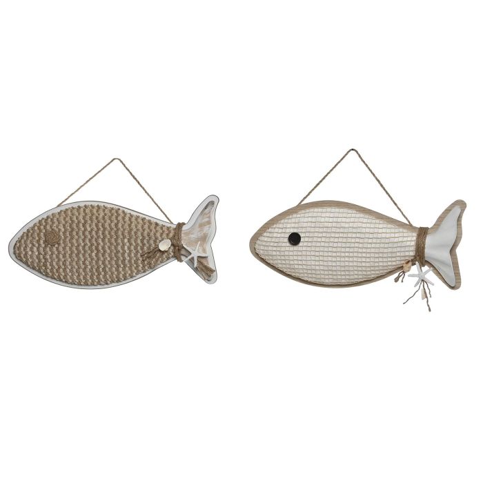 Decoracion Colgante Mediterraneo DKD Home Decor Blanco Natural 4.5 x 32 x 46 cm (4 Unidades)