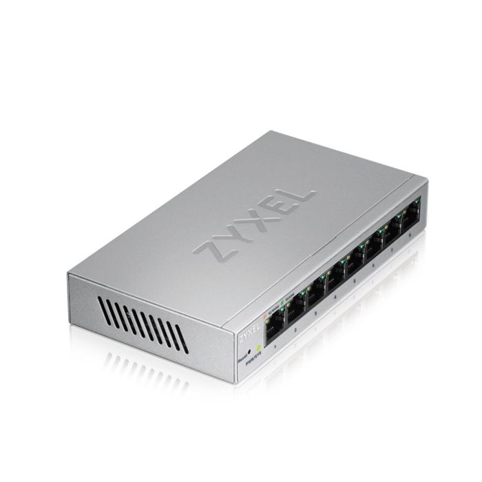 Zyxel GS1200-8 Switch Gestionable 8 Puertos Gigabit, Full Duplex, VLAN, QoS, Energy Efficient Ethernet, sin ventilador