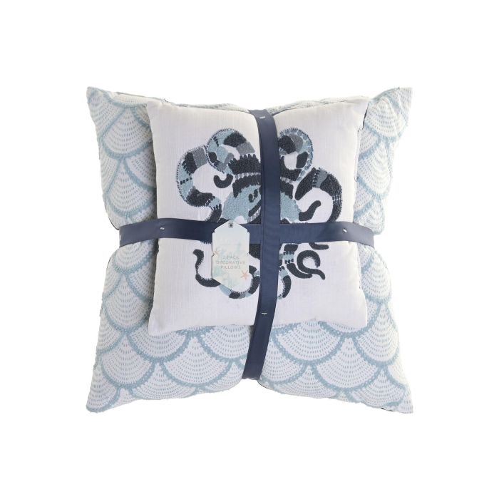 DKD Home Decor Cojin Atlantico Azul Blanco Algodon 50 x 50 x 10 cm Set de 2 DKD Home Decor Cojin Atlantico Azul Blanco Algodon 50 x 50 x 10 cm Set de 2