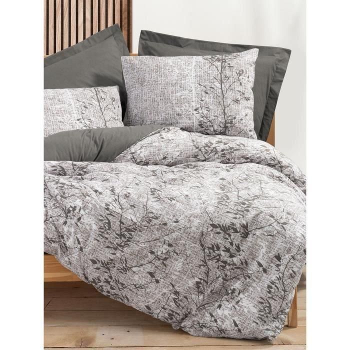 Juego de cama - 1 funda nórdica 220x240 cm + 2 fundas de almohada 60x60 cm - 100% algodón - Marrón 3 Juego de cama - 1 funda nórdica 220x240 cm + 2 fundas de almohada 60x60 cm - 100% algodón - Marrón 3