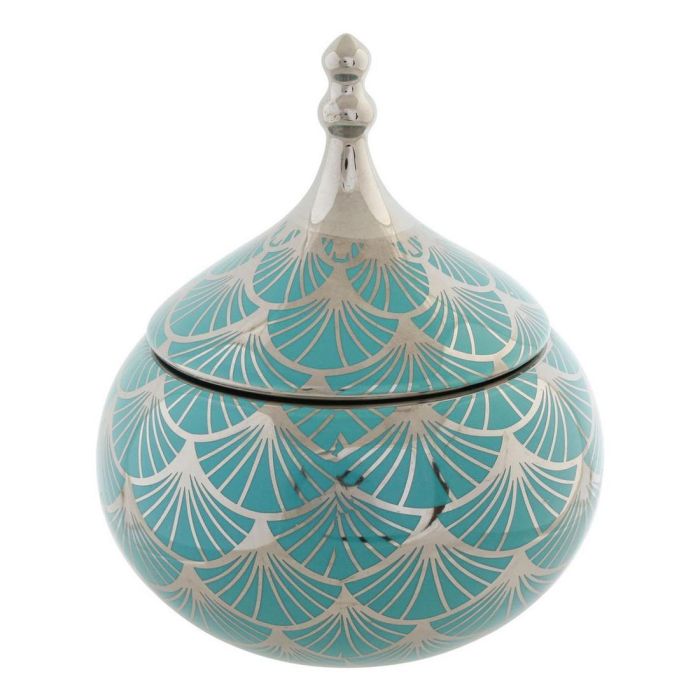 Caja-Joyero DKD Home Decor Porcelana Turquesa 14 x 14 x 17 cm Caja-Joyero DKD Home Decor Porcelana Turquesa 14 x 14 x 17 cm
