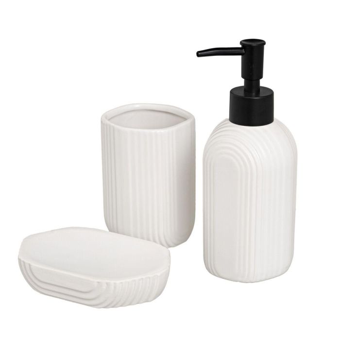 Set de Baño Blanco Cerámica 21 x 7 x 19 cm 0 Set de Baño Blanco Cerámica 21 x 7 x 19 cm 0