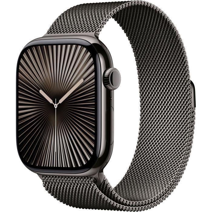 Apple Watch Series 10 GPS + Cellular - 46 mm - Caja de titanio color pizarra - Correa Milanese Loop color pizarra - S/M