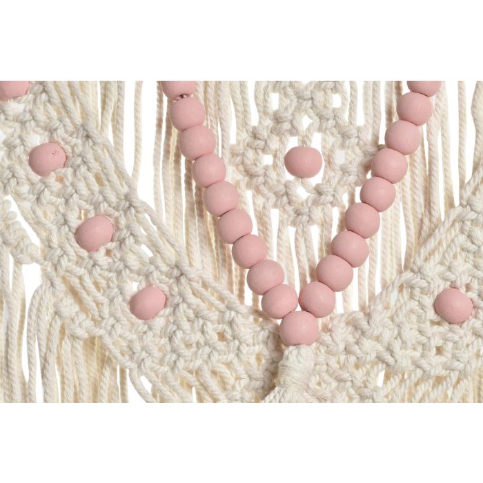 DKD Home Decor Decoración Colgante Boho Macramé Ratán Algodón Rosa Azul Crema 3 x 85 x 70 cm (2 Unidades) 2