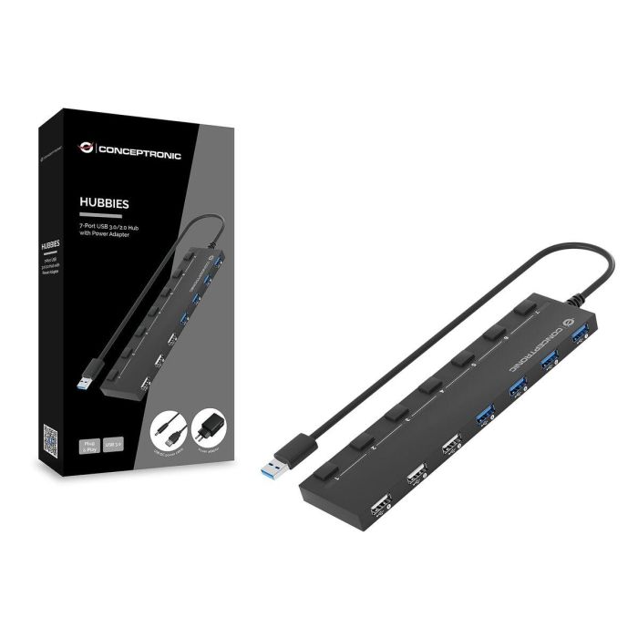 Hub USB Conceptronic 110516907101 Negro 90 cm 7 en 1 (1 unidad) 1