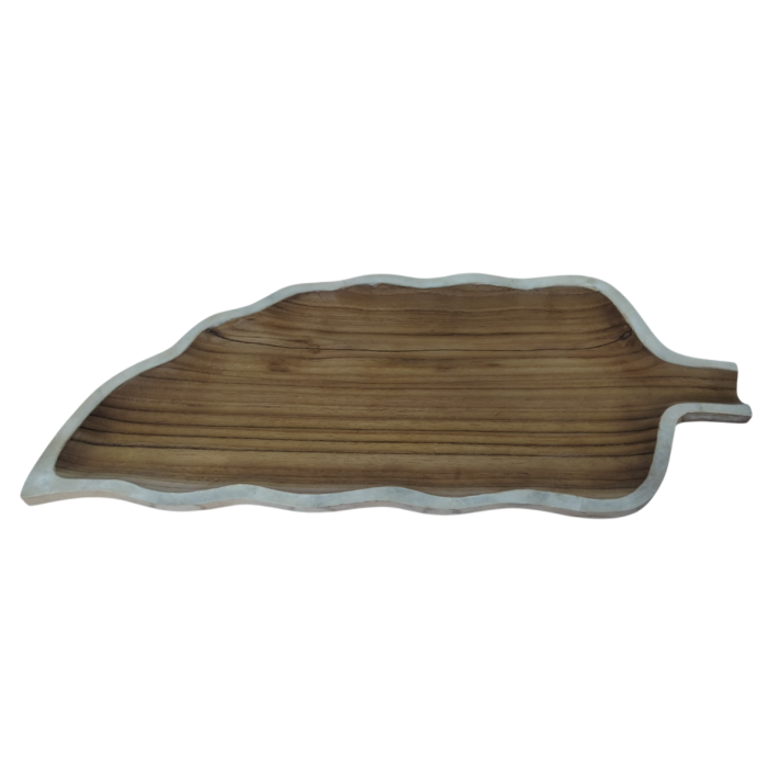 DKD Home Decor Centro de Mesa Balinés de Teca y Capiz Natural Blanco 19x2x45 cm (2 Unidades)